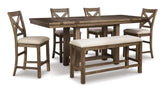 Moriville 6Pc Counter height Dining Set in Grayish Brown | Signature Design by Ashley